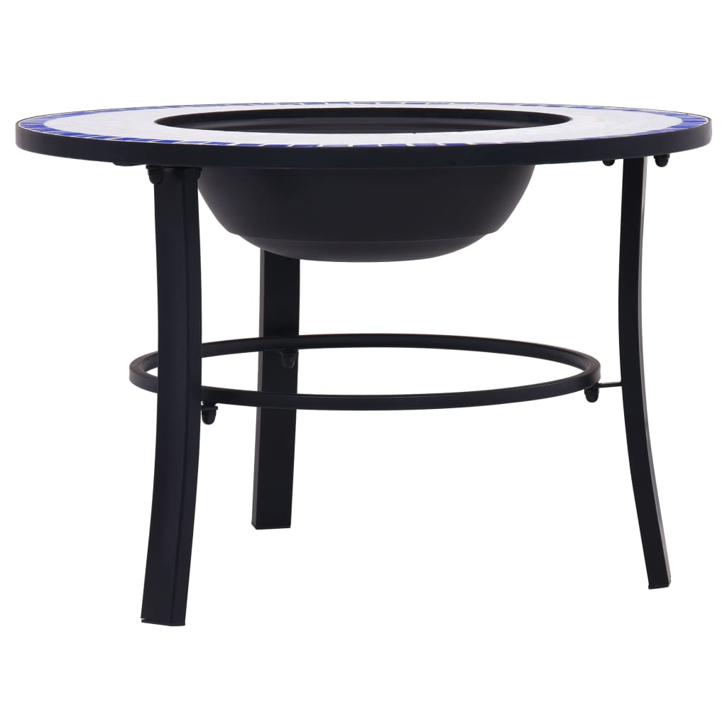 vidaXL Palenisko z mozaiką, niebiesko-białe, 68 cm, ceramika