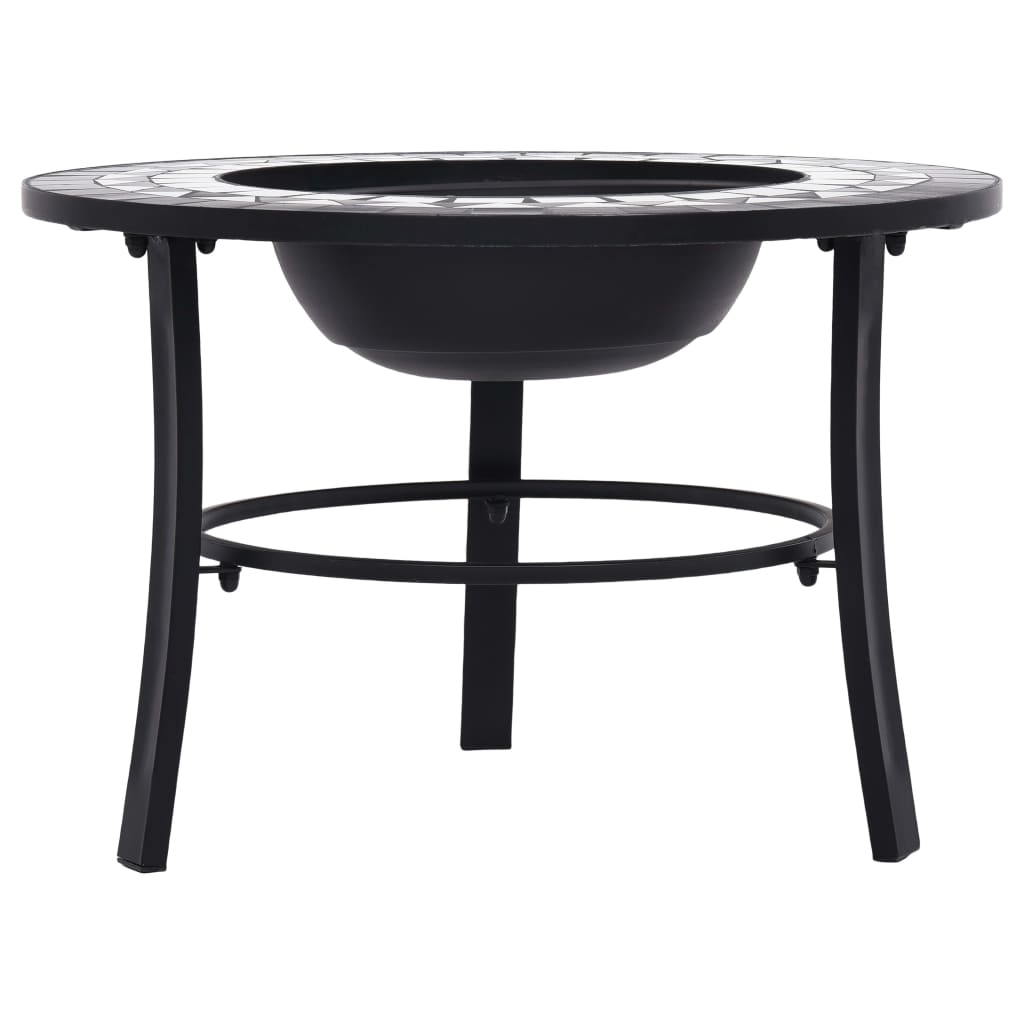 vidaXL Palenisko z mozaiką, czarno-białe, 68 cm, ceramika