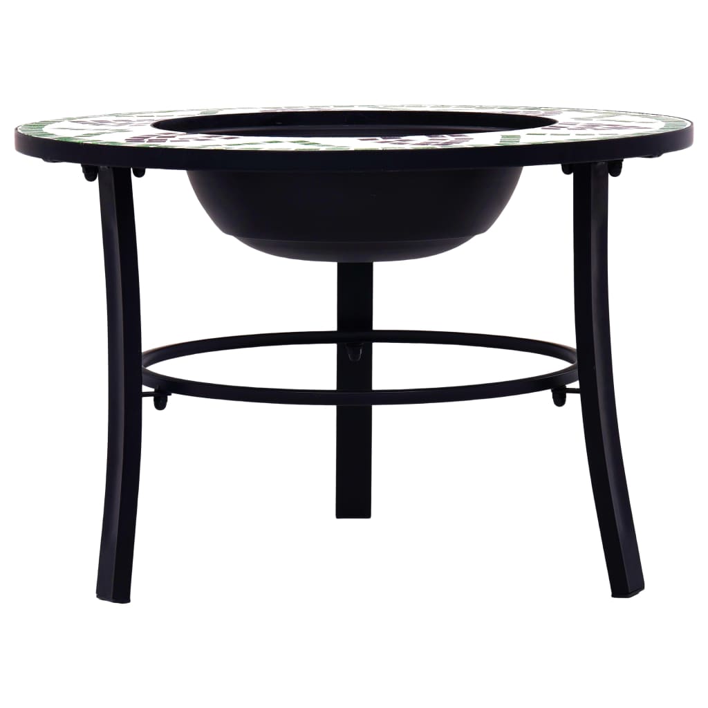 vidaXL Palenisko z mozaiką, zielone, 68 cm, ceramika