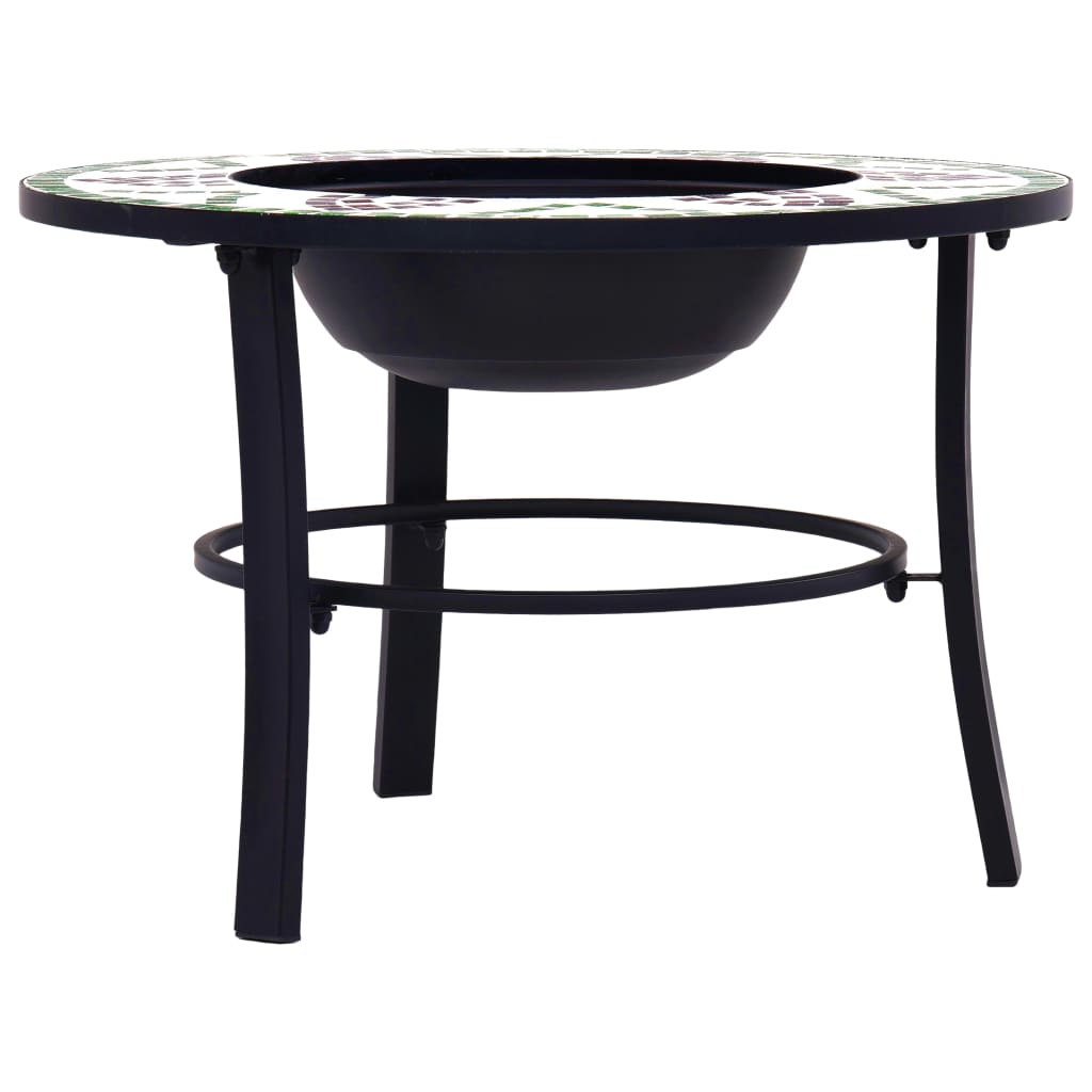 vidaXL Palenisko z mozaiką, zielone, 68 cm, ceramika