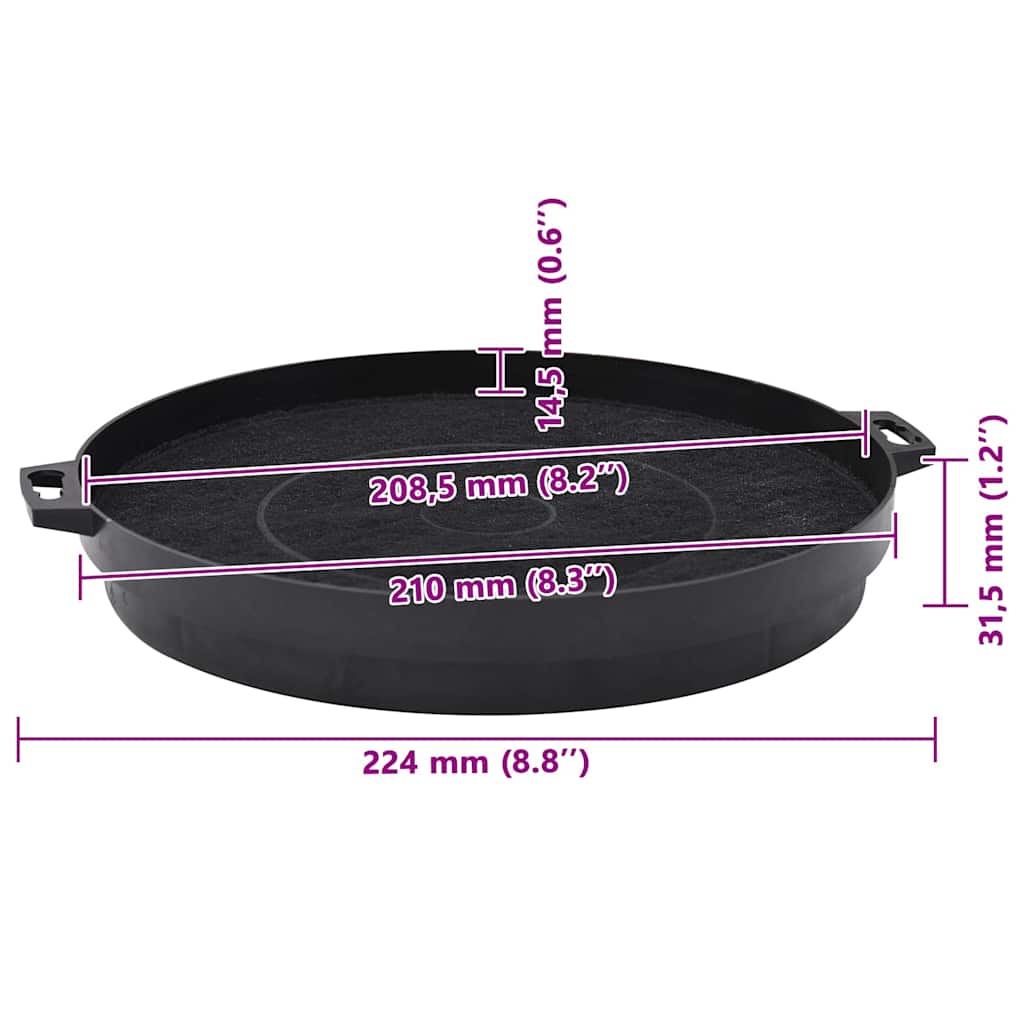 vidaXL Filtry węglowe do okapu, 2 szt., 210 mm