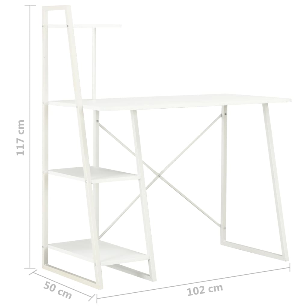 vidaXL Biurko z regałem, białe, 102x50x117 cm