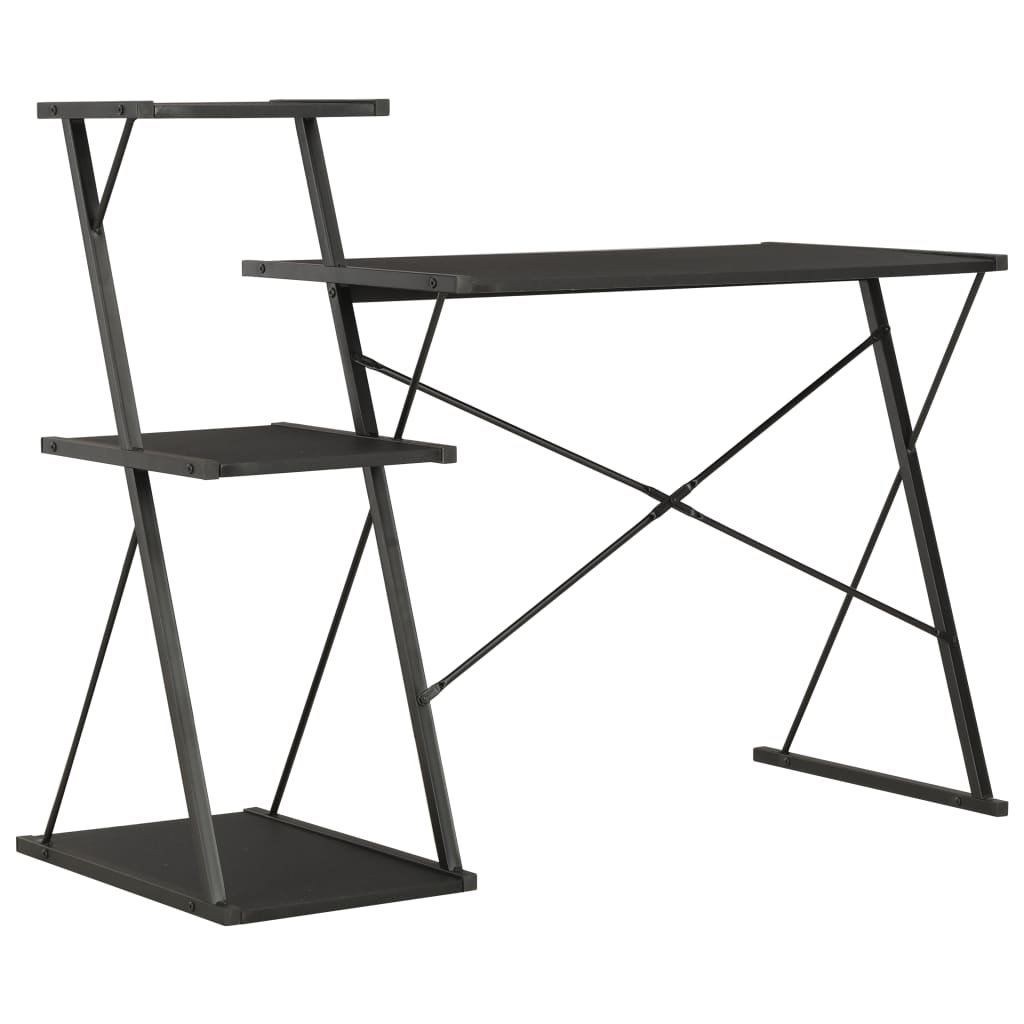 vidaXL Biurko z półką, czarne, 116x50x93 cm