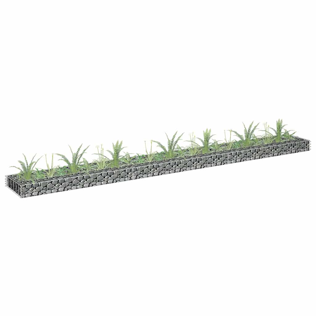 vidaXL Podwyższona donica gabionowa, galwanizowana stal, 270x30x10 cm