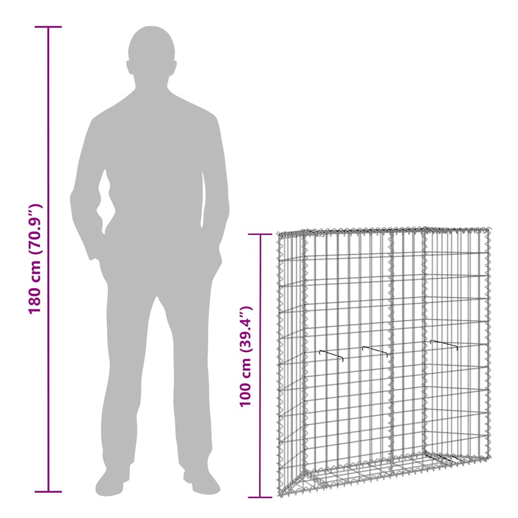 vidaXL Podniesiona rabata gabionowa, trapezowa, stal, 100x20x100 cm