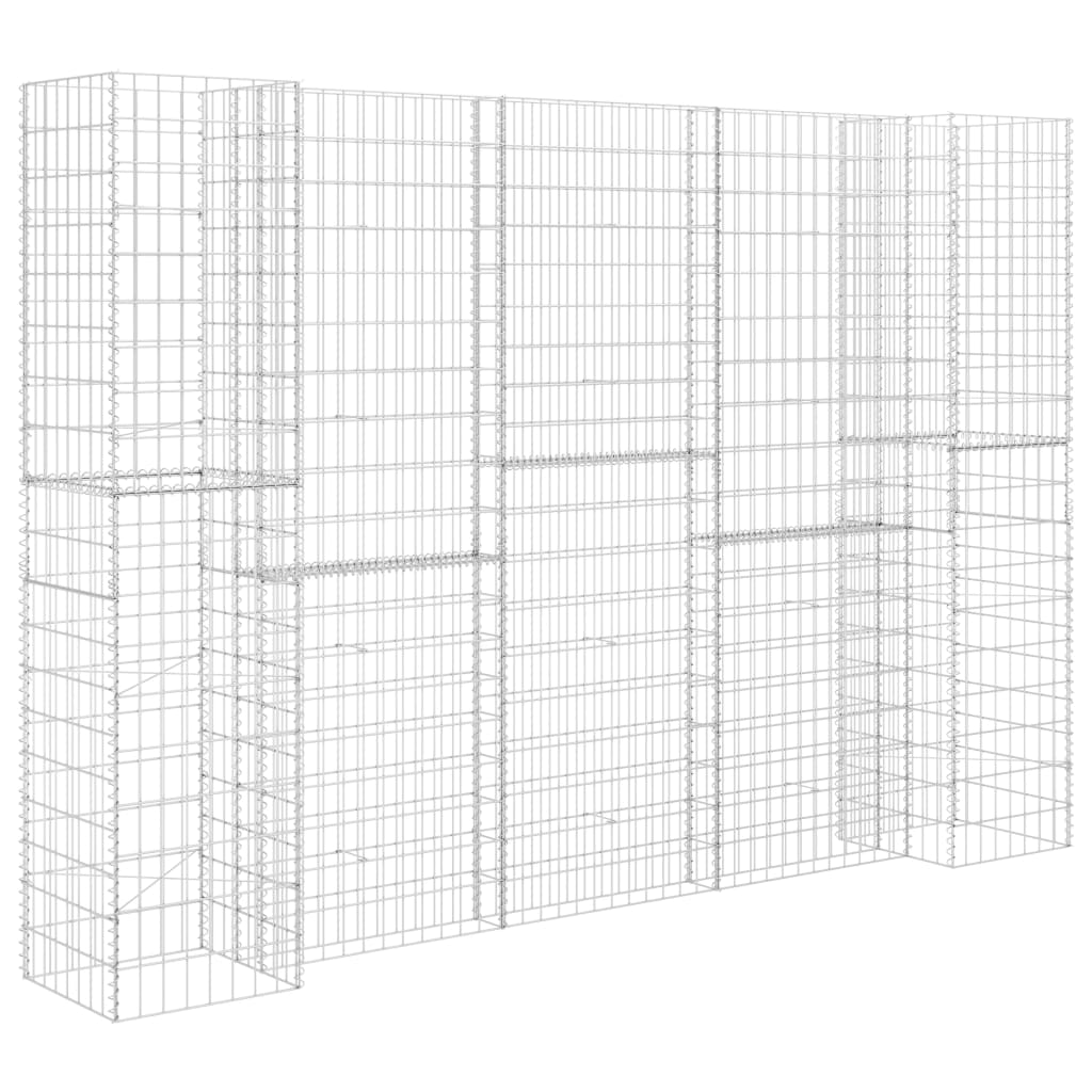 vidaXL Donica gabionowa w kształcie H, drut stalowy, 260x40x200 cm