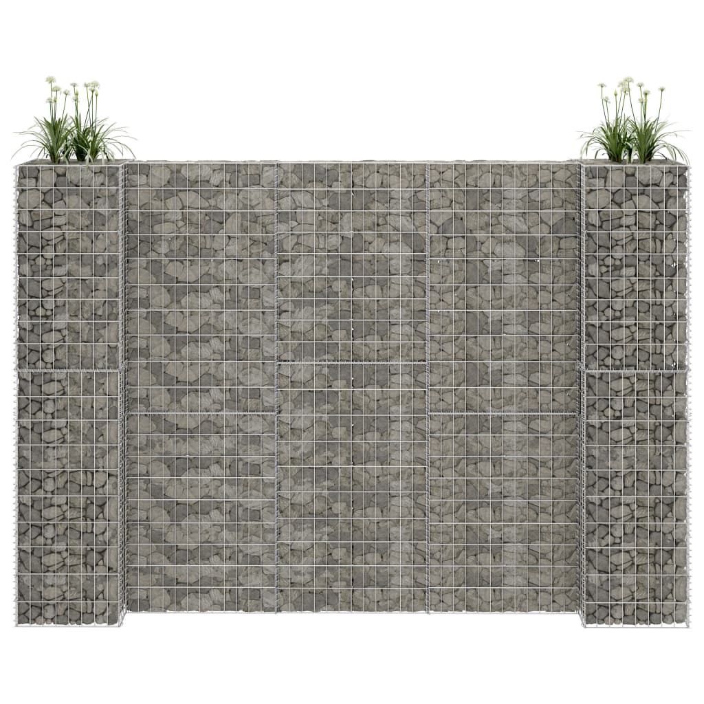vidaXL Donica gabionowa w kształcie H, drut stalowy, 260x40x200 cm
