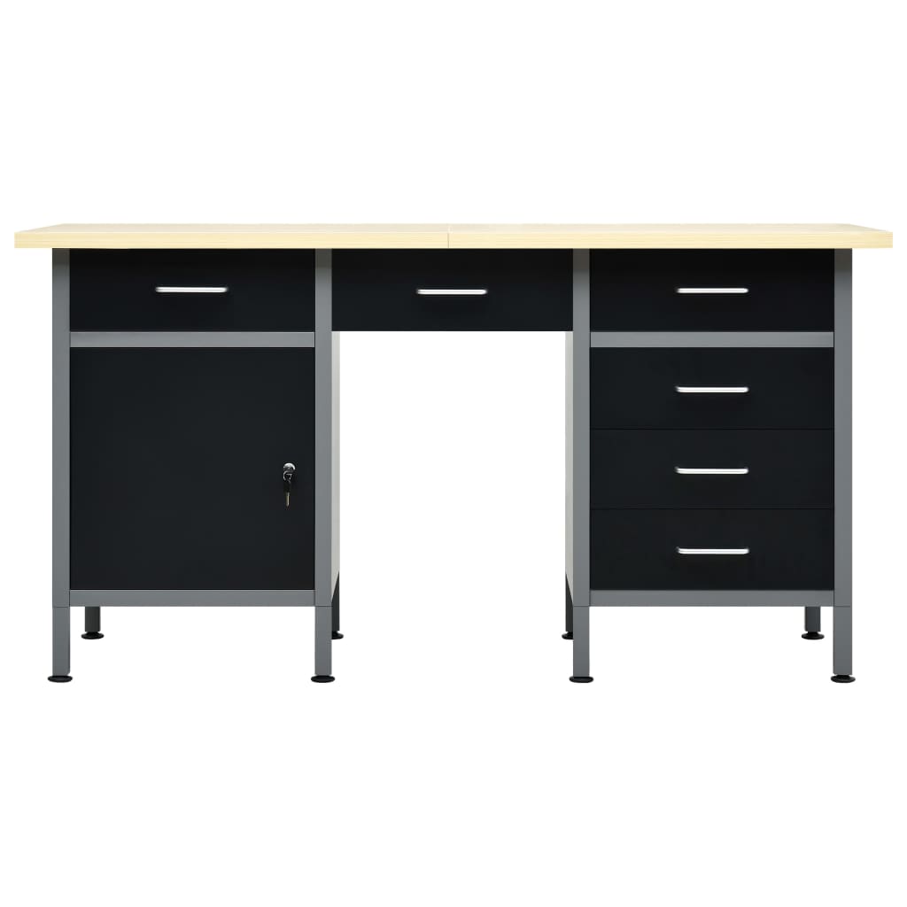 vidaXL Biurko robocze, czarne, 160x60x85 cm, stal