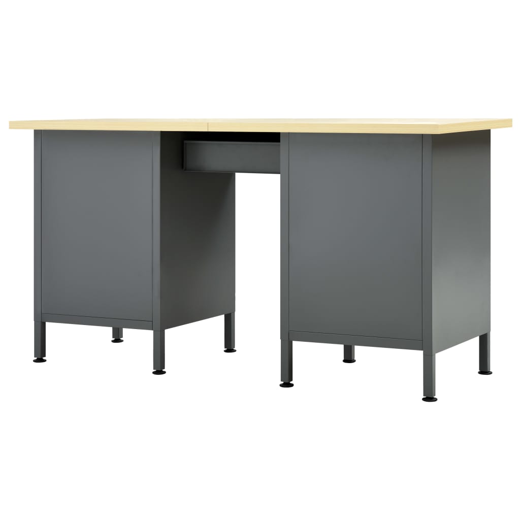 vidaXL Biurko robocze, czarne, 160x60x85 cm, stal