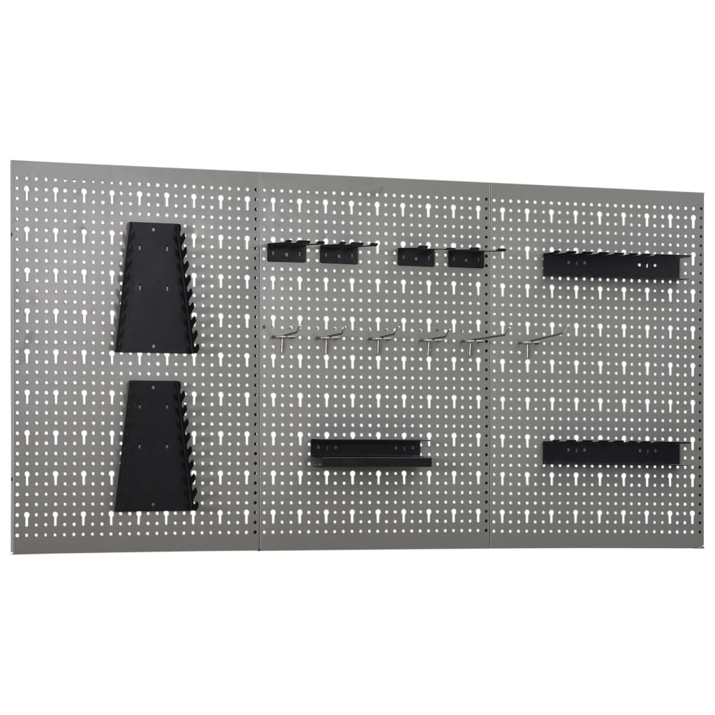 vidaXL Ścienne płyty perforowane, 3 szt., 40x58 cm, stal