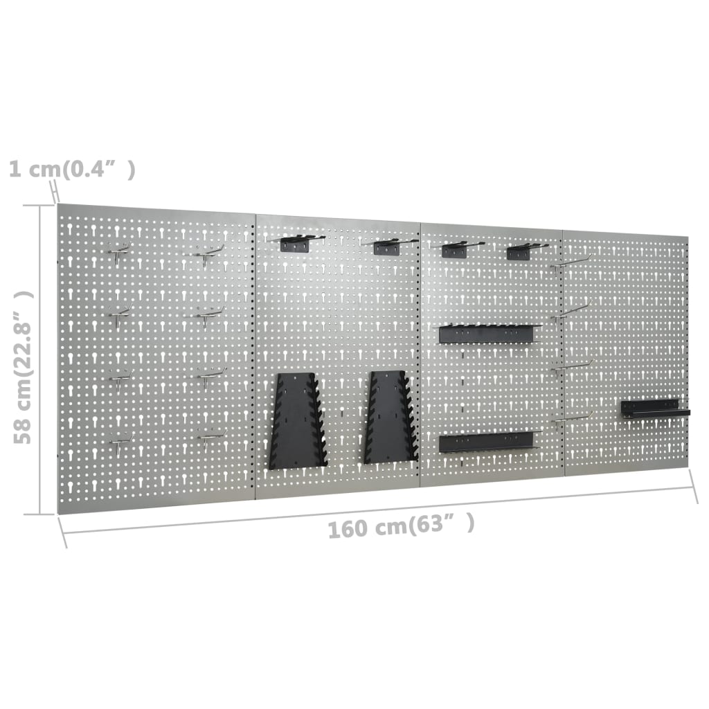 vidaXL Ścienne płyty perforowane, 4 szt., 40x58 cm, stal