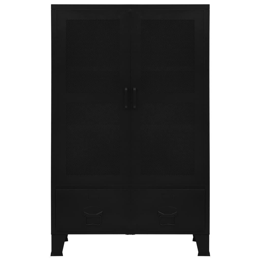 vidaXL Szafka industrialna z siatką, stal, 75x40x120 cm, czarna