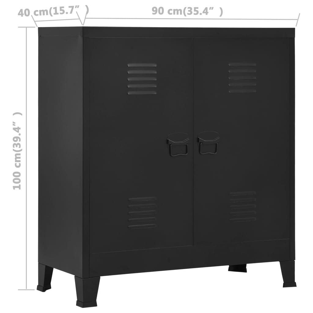 vidaXL Industrialna szafka do przechowywania, czarna 90x40x100 cm stal