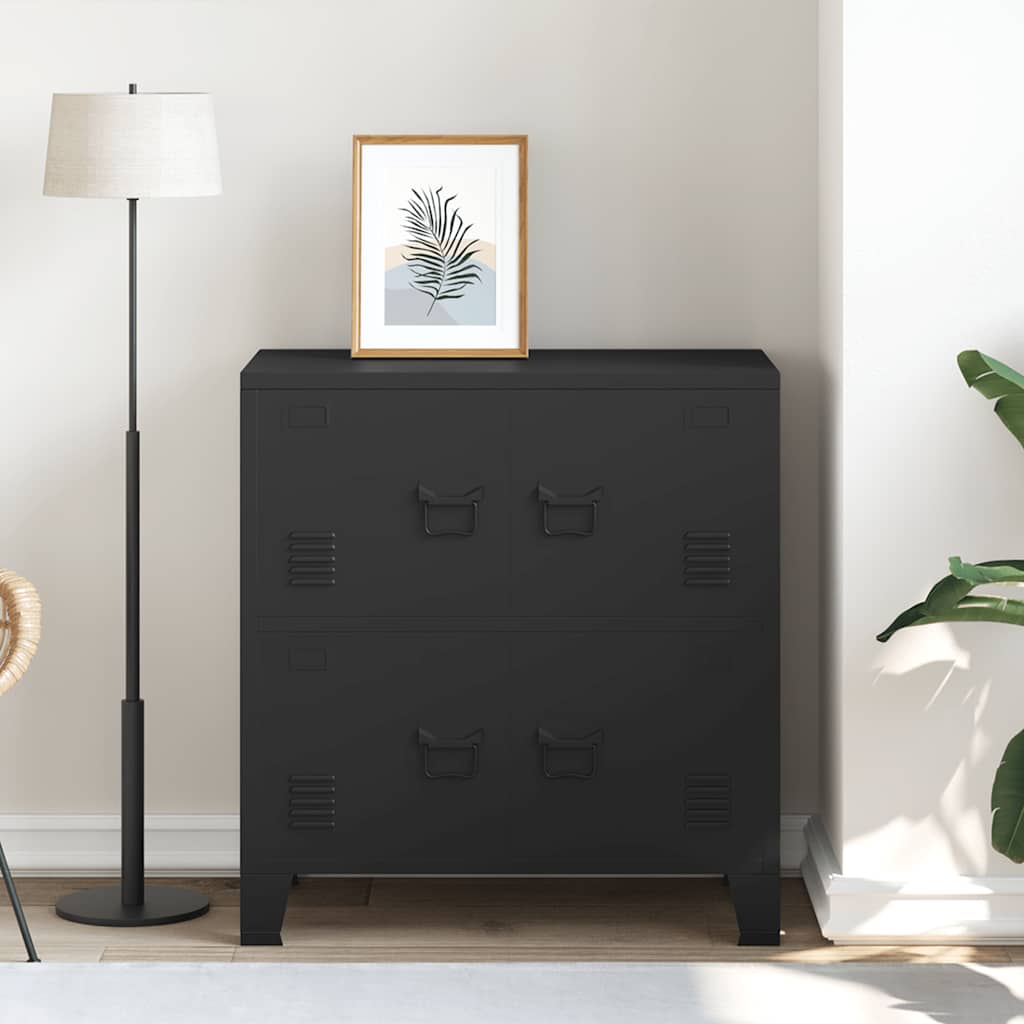 vidaXL Industrialna szafka do przechowywania, czarna 75x40x80 cm stal