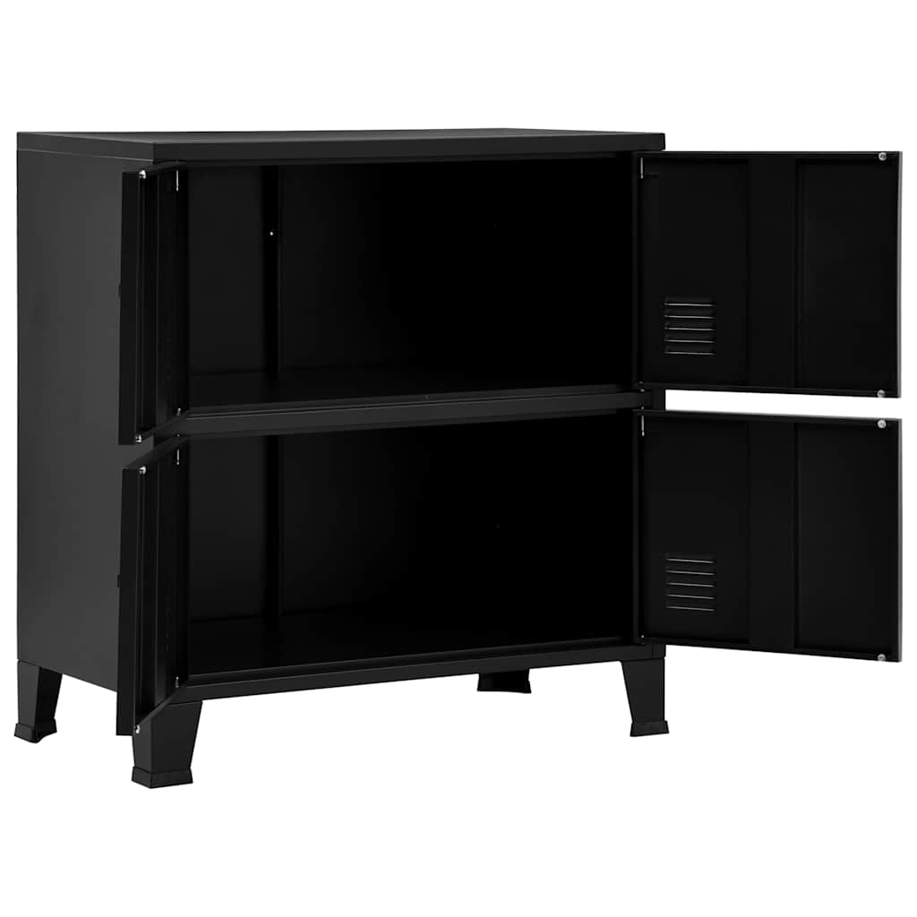 vidaXL Industrialna szafka do przechowywania, czarna 75x40x80 cm stal