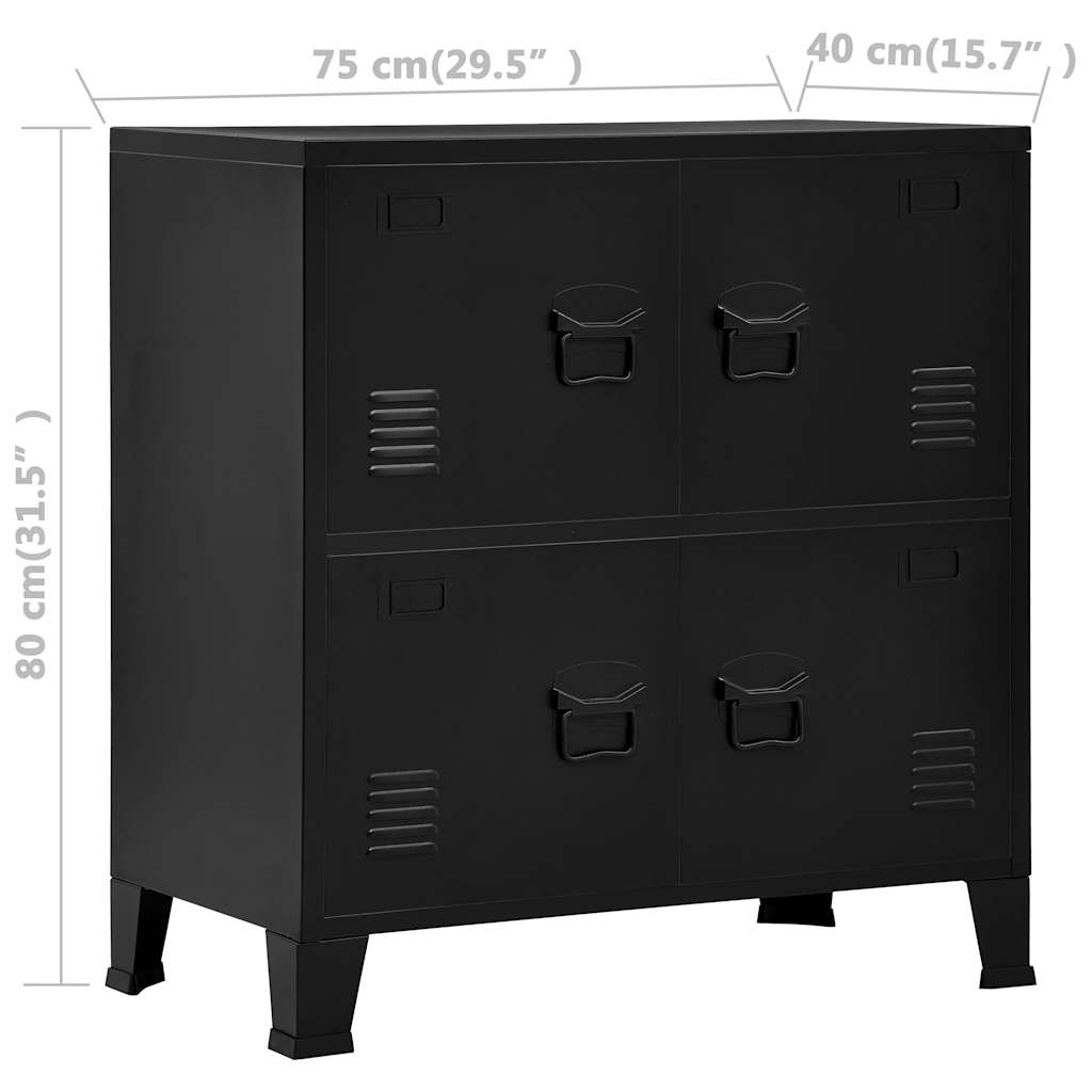 vidaXL Industrialna szafka do przechowywania, czarna 75x40x80 cm stal