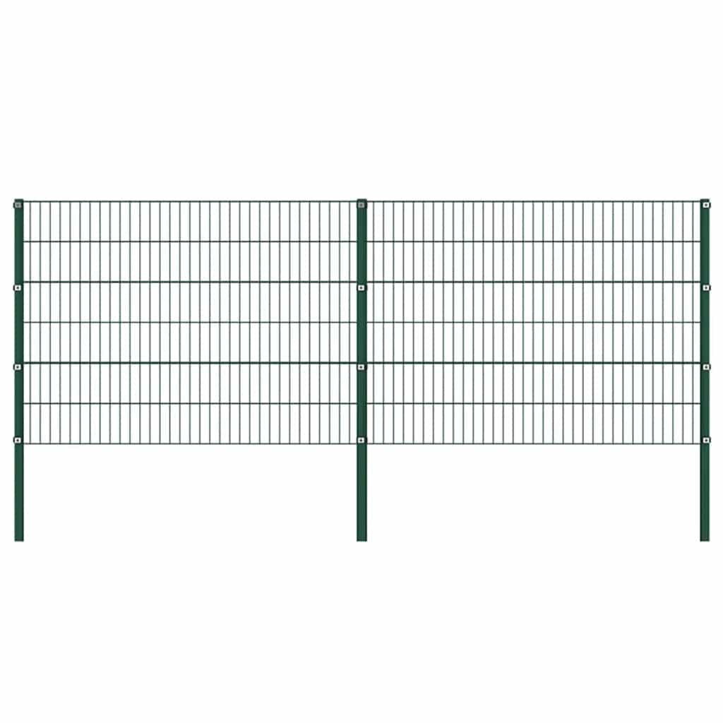 vidaXL Panel ogrodzeniowy ze słupkami żelaznymi 349x120 cm zielony
