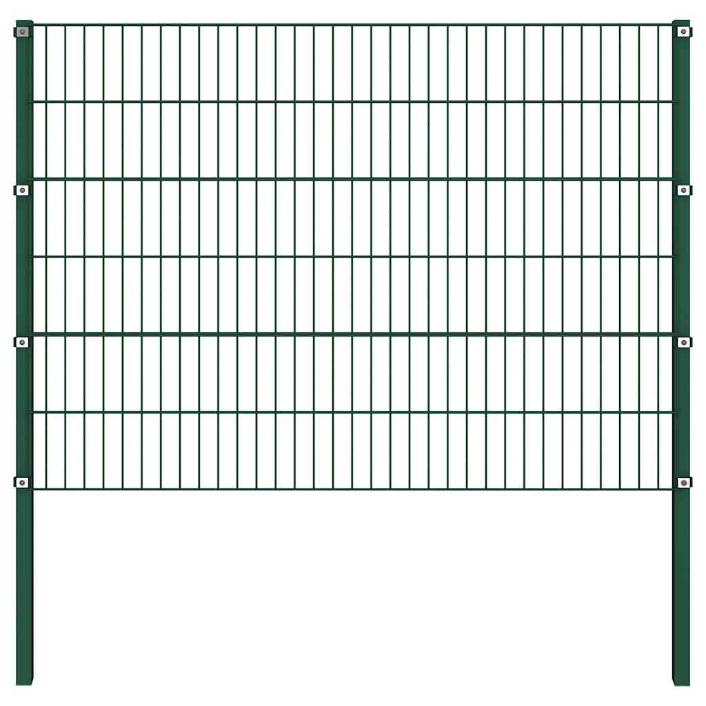 vidaXL Panel ogrodzeniowy ze słupkami żelaznymi 522x120 cm zielony