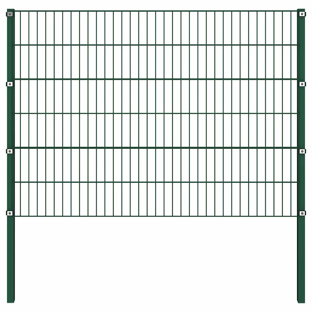 vidaXL Panel ogrodzeniowy ze słupkami żelaznymi 1385x120 cm zielony