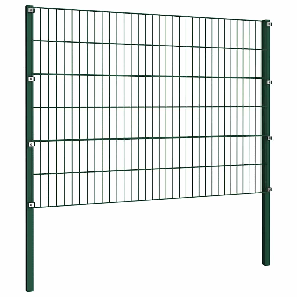 vidaXL Panel ogrodzeniowy ze słupkami żelaznymi 1385x120 cm zielony