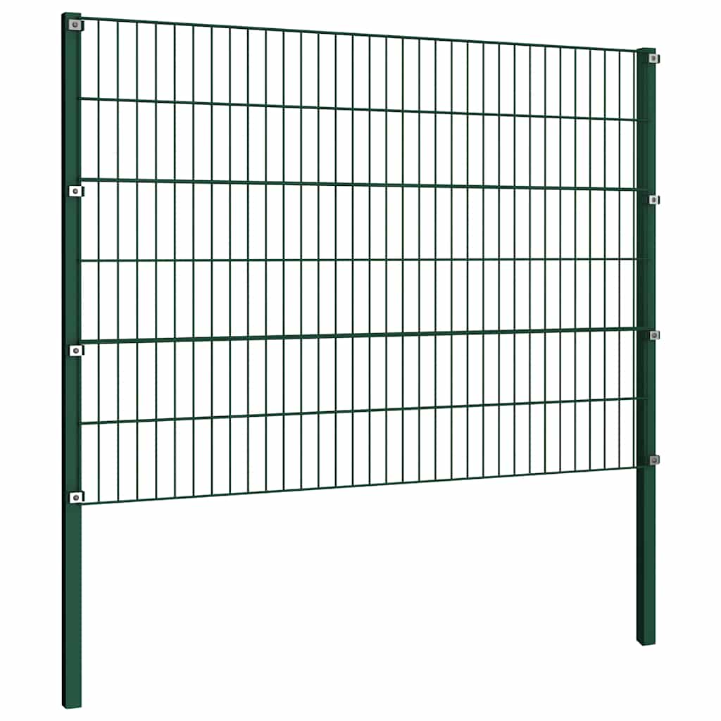vidaXL Panel ogrodzeniowy ze słupkami żelaznymi 1557,5x120 cm zielony