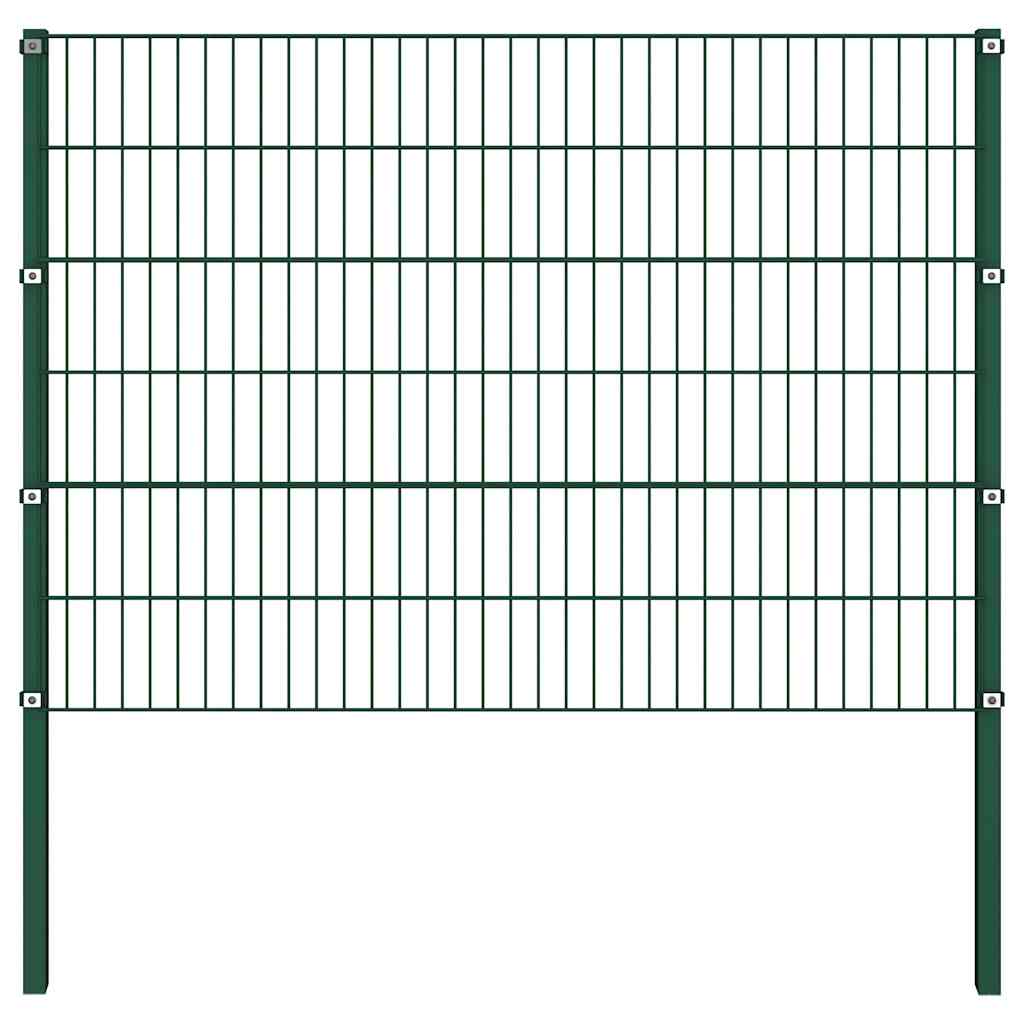 vidaXL Panel ogrodzeniowy ze słupkami żelaznymi 1730x120 cm zielony