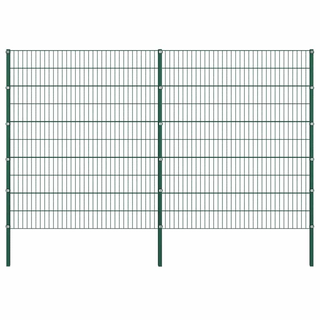 vidaXL Panel ogrodzeniowy ze słupkami żelaznymi 349x200 cm zielony