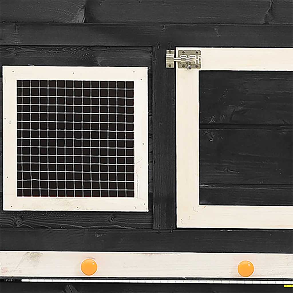 vidaXL Klatka dla królika, szaro-biała, 140x63x120 cm, drewno jodłowe