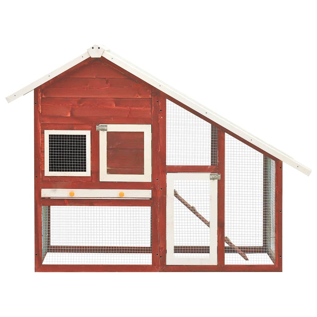 vidaXL Domek dla królika, czerwono-biały 140x63x120 cm, drewno jodłowe