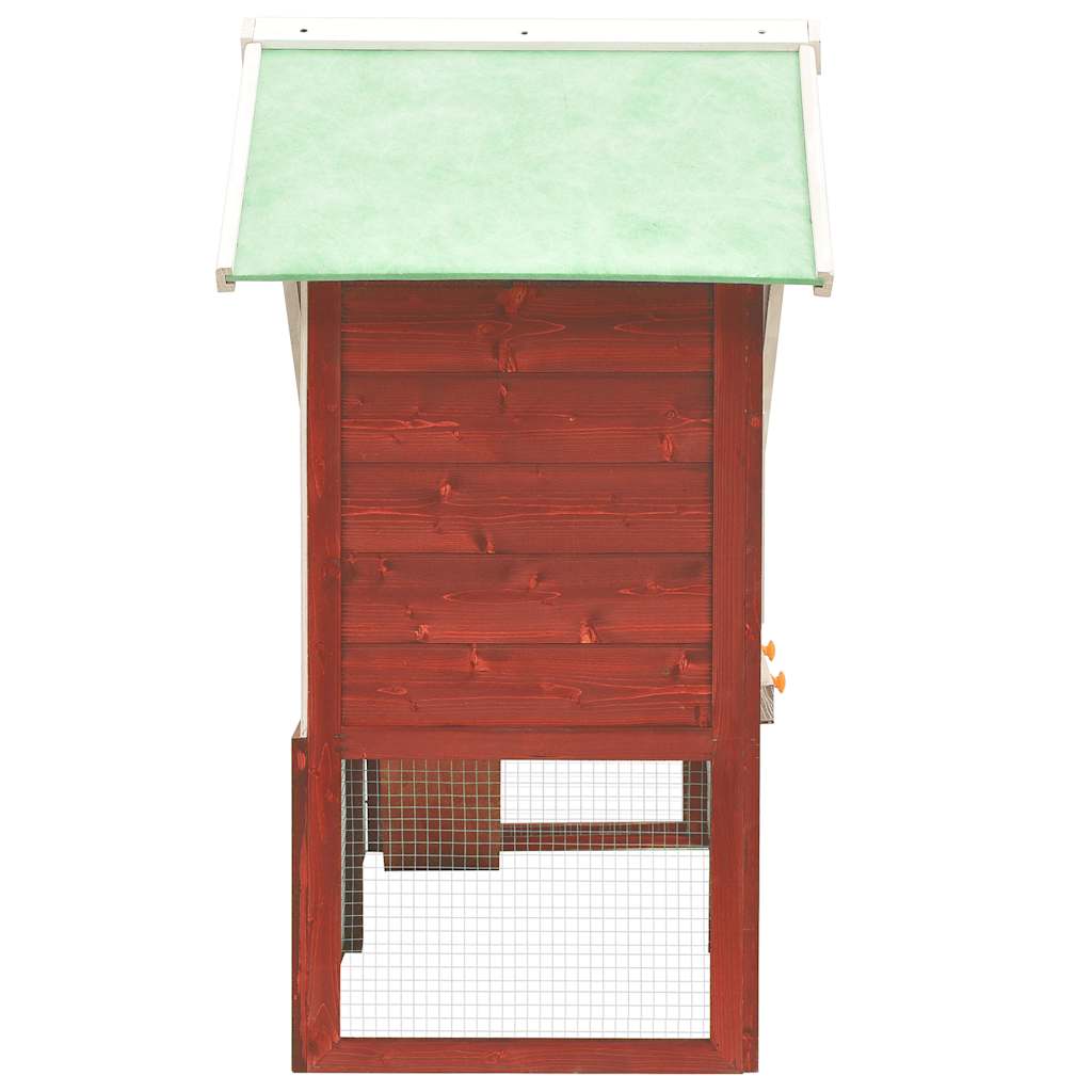 vidaXL Domek dla królika, czerwono-biały 140x63x120 cm, drewno jodłowe
