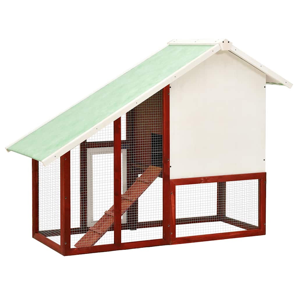 vidaXL Domek dla królika, czerwono-biały 140x63x120 cm, drewno jodłowe