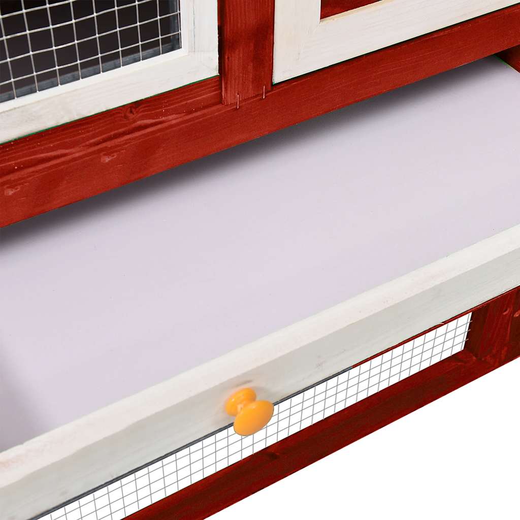 vidaXL Domek dla królika, czerwono-biały 140x63x120 cm, drewno jodłowe