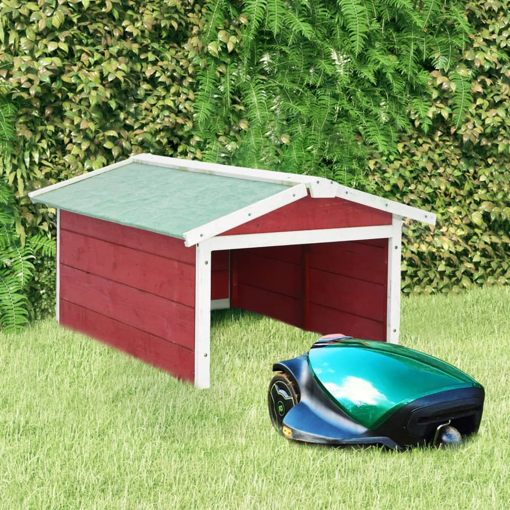 vidaXL Garaż dla kosiarki robotycznej, 72x87x50, czerwono-biały, jodła