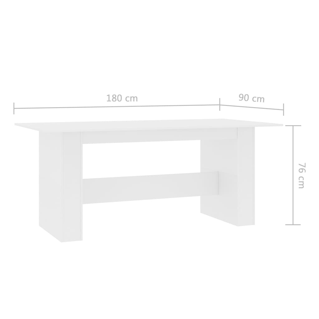 vidaXL Stół jadalniany, biały, 180x90x76 cm, materiał drewnopochodny