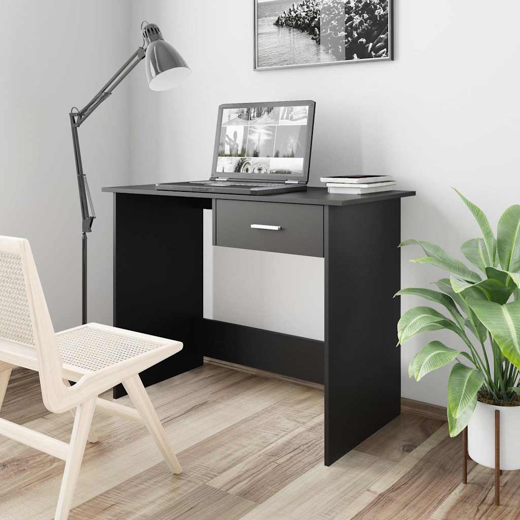vidaXL Biurko, czarne, 100x50x76 cm, materiał drewnopochodny