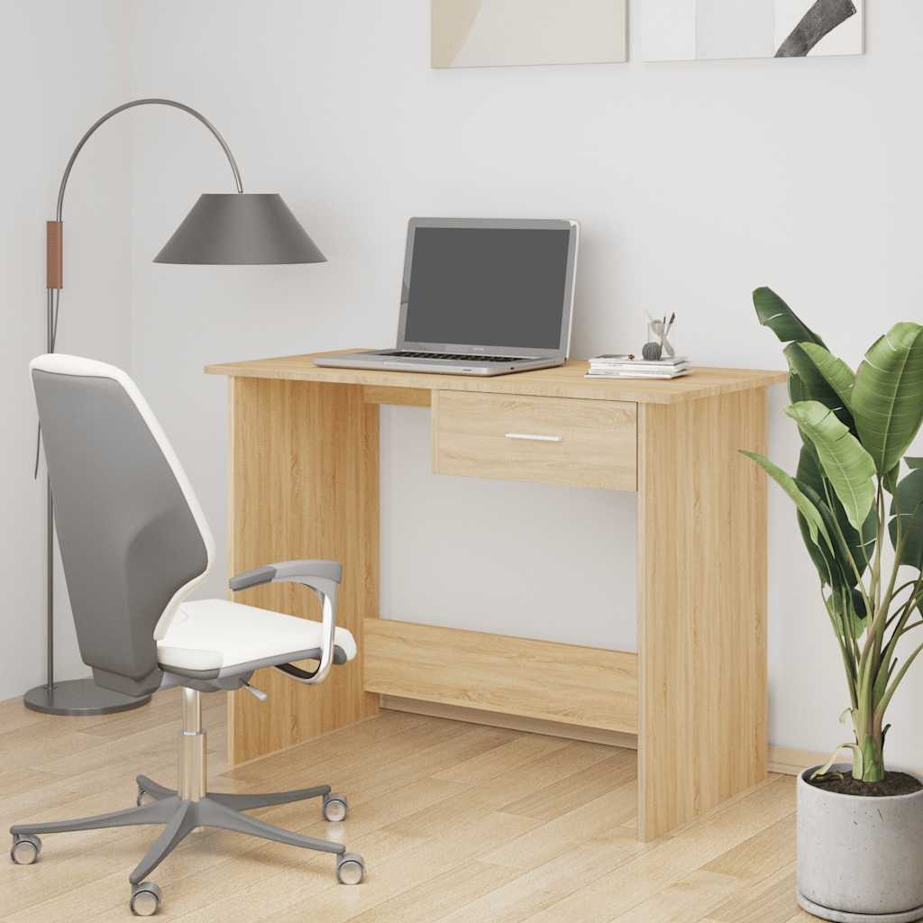 vidaXL Biurko, dąb sonoma, 100x50x76 cm, materiał drewnopochodny