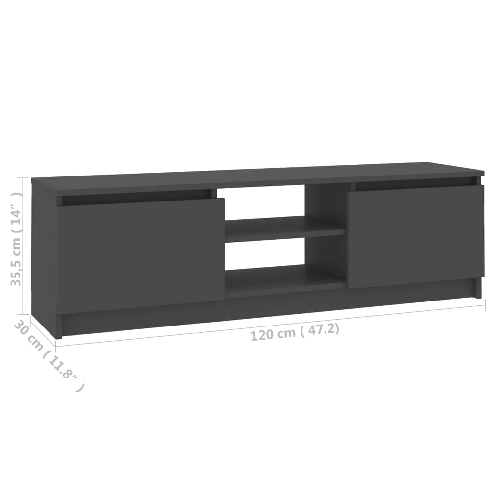 vidaXL Szafka pod TV, szara, 120x30x35,5 cm, materiał drewnopochodny