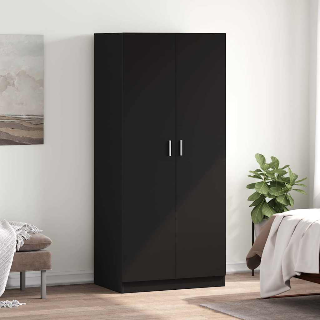 vidaXL Szafa, czarna, 80x52x180 cm, materiał drewnopochodny