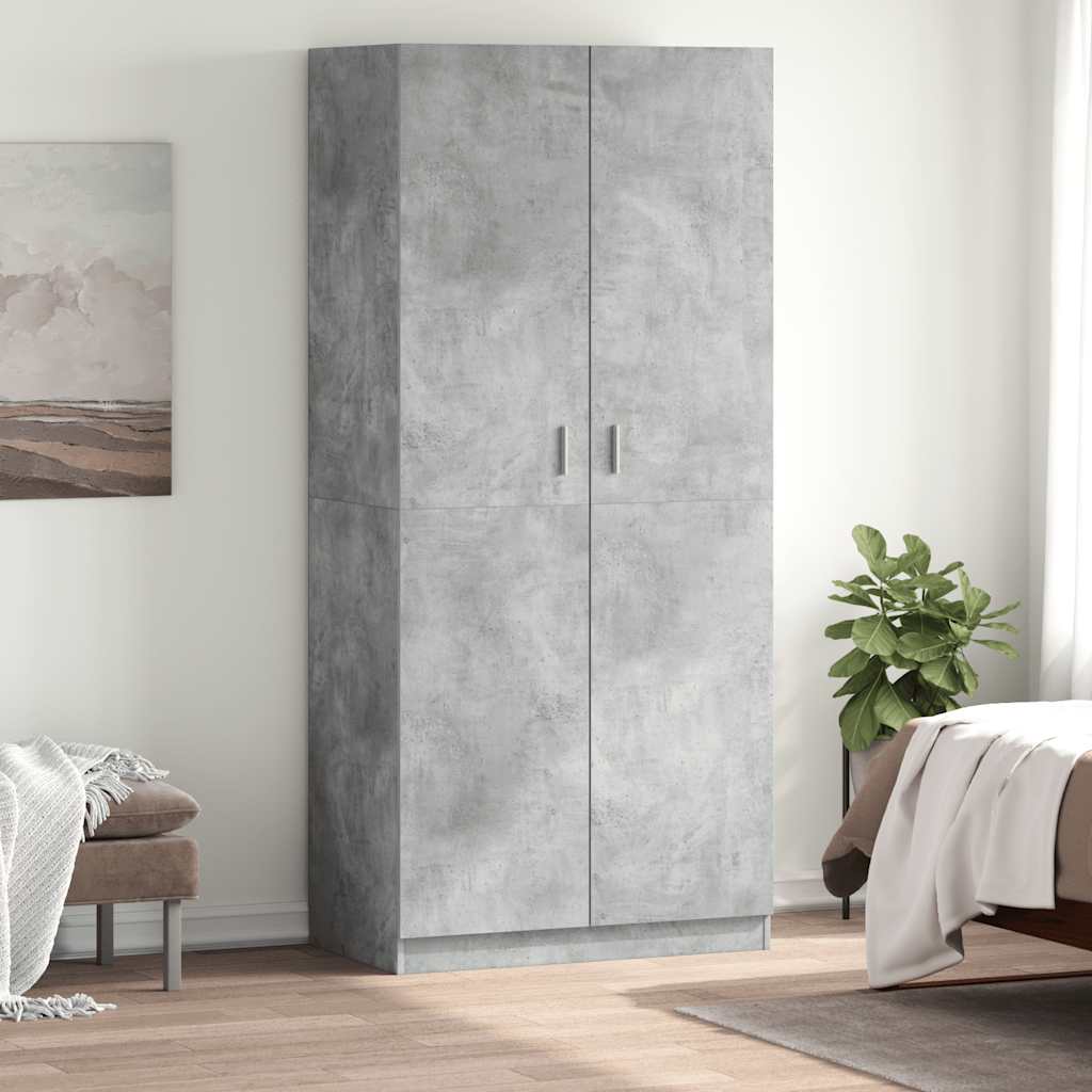 vidaXL Szafa, betonowa szarość, 90x52x200 cm, materiał drewnopochodny