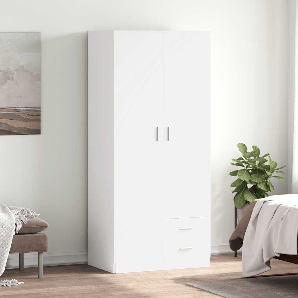 vidaXL Szafa, biała, 80x52x180 cm, materiał drewnopochodny