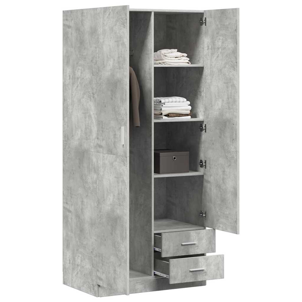 vidaXL Szafa, szarość betonu, 80x52x180 cm, materiał drewnopochodny
