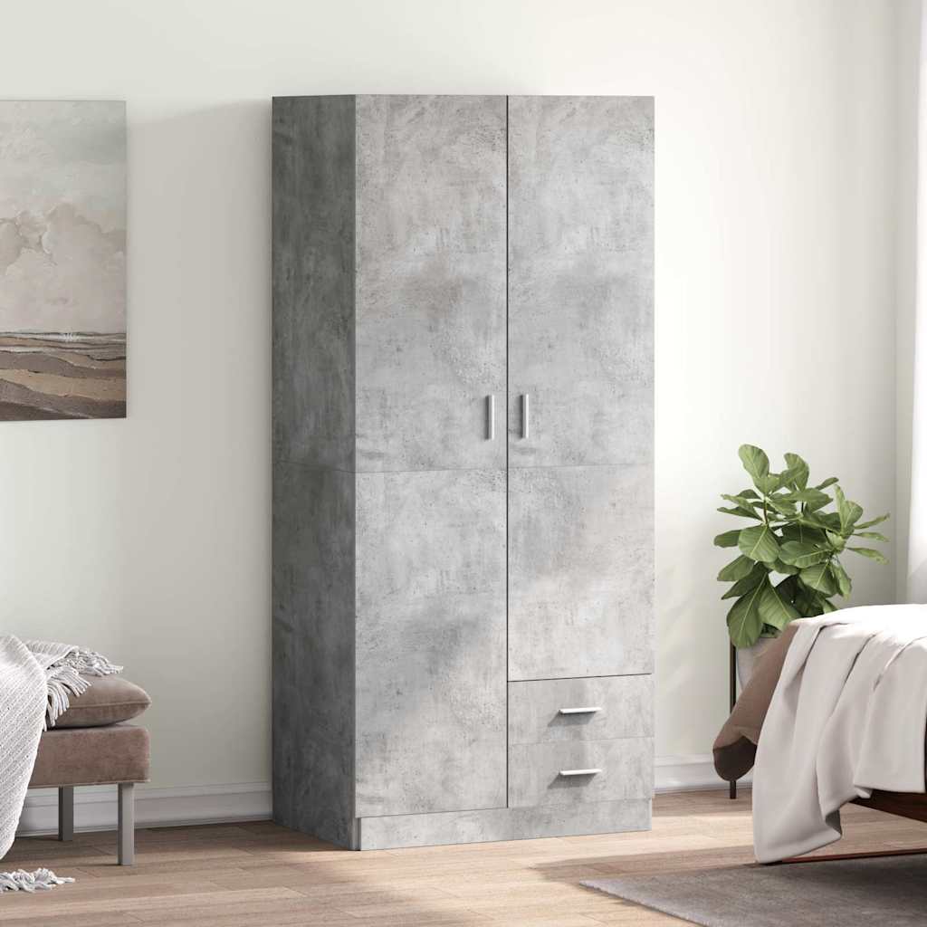 vidaXL Szafa, szarość betonu, 80x52x180 cm, materiał drewnopochodny