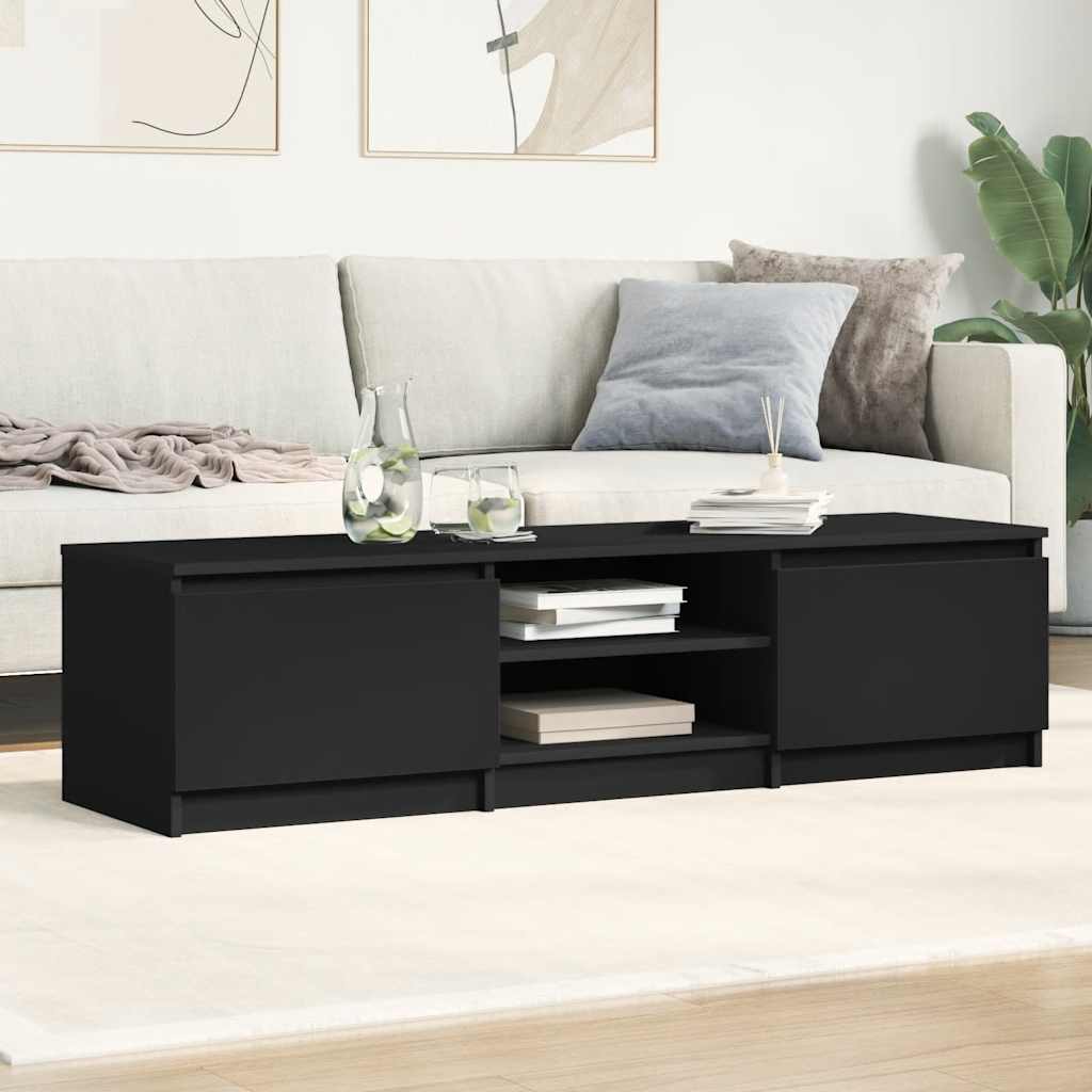 vidaXL Szafka pod TV, czarna, 140x40x35,5 cm, materiał drewnopochodny
