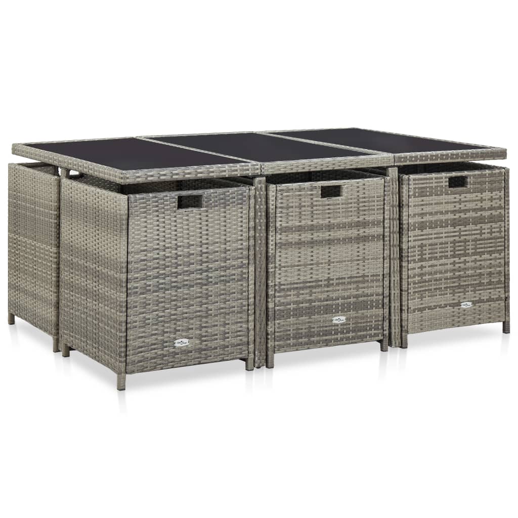 vidaXL 11-cz. zestaw mebli ogrodowych z poduszkami, rattan PE, szary