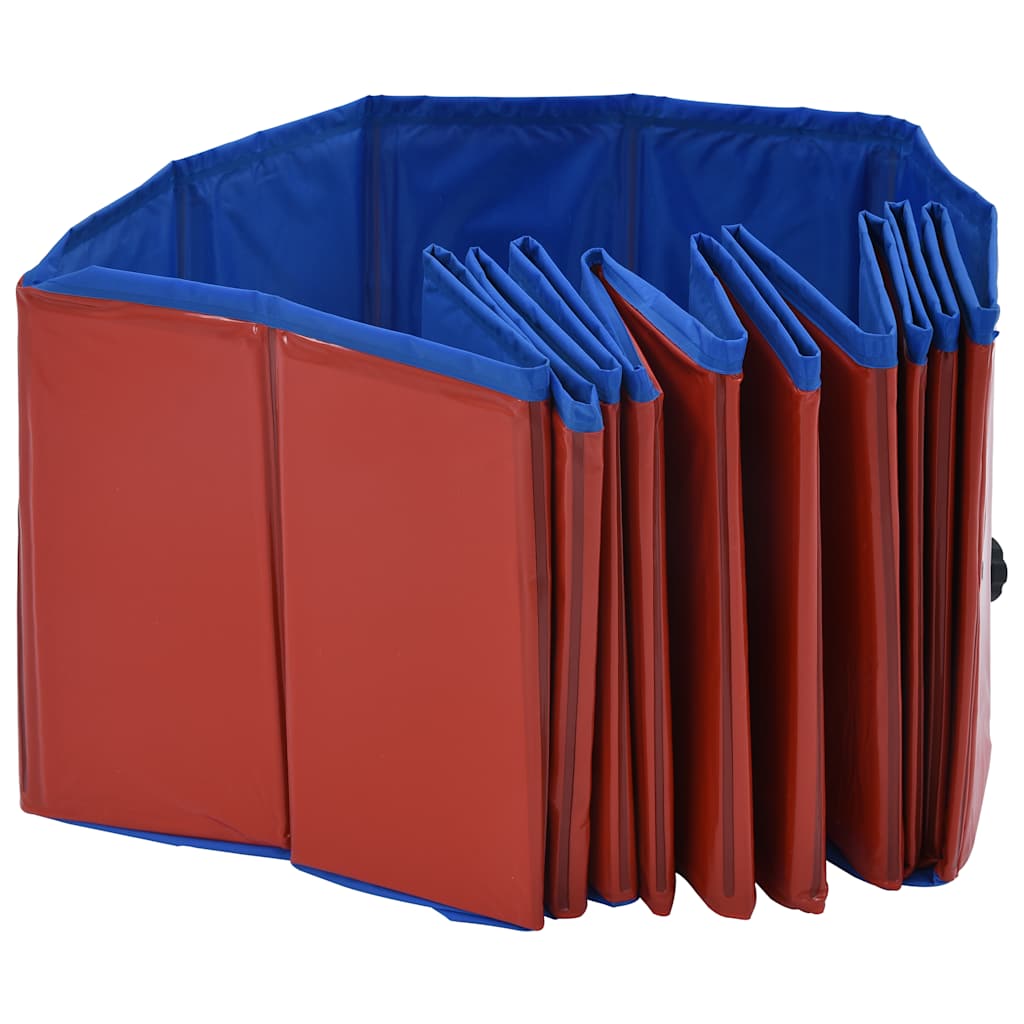 vidaXL Składany basen dla psa, czerwony, 120 x 30 cm, PVC