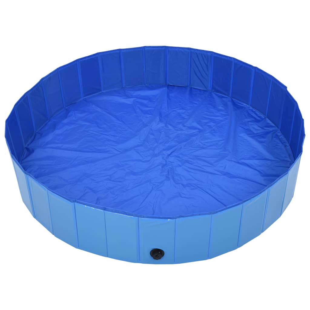vidaXL Składany basen dla psa, niebieski, 160 x 30 cm, PVC