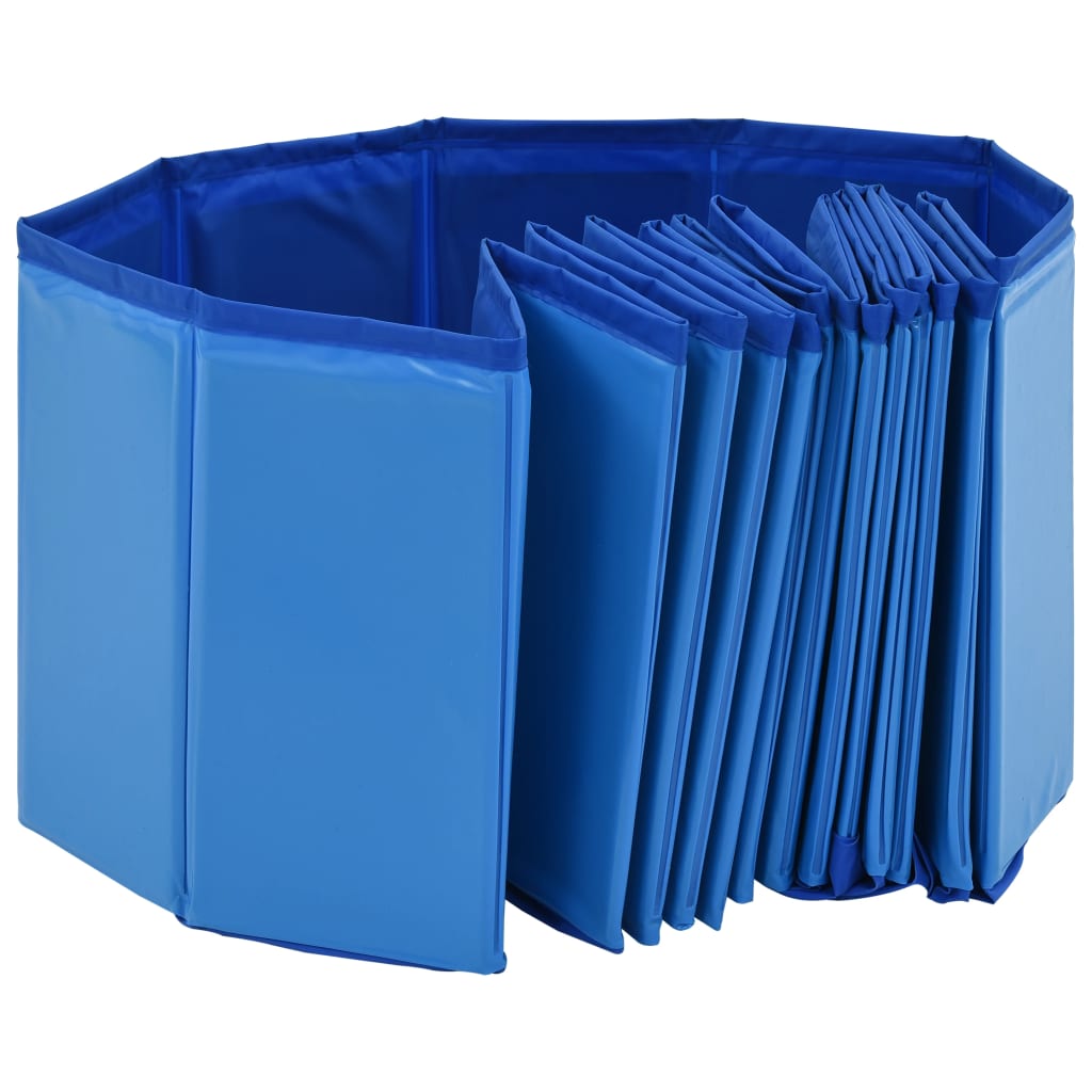 vidaXL Składany basen dla psa, niebieski, 160 x 30 cm, PVC