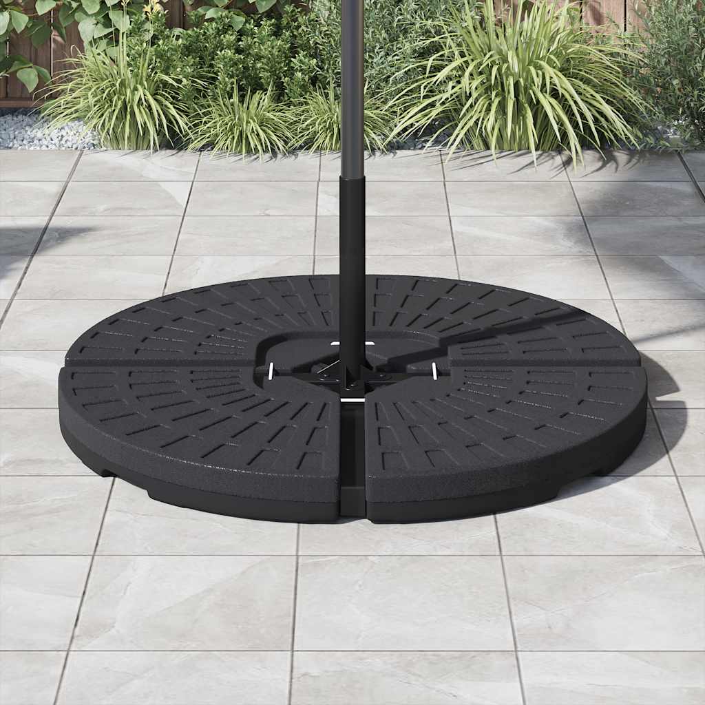 vidaXL Podstawa pod parasol w formie wachlarza, 4 elementy, czarna