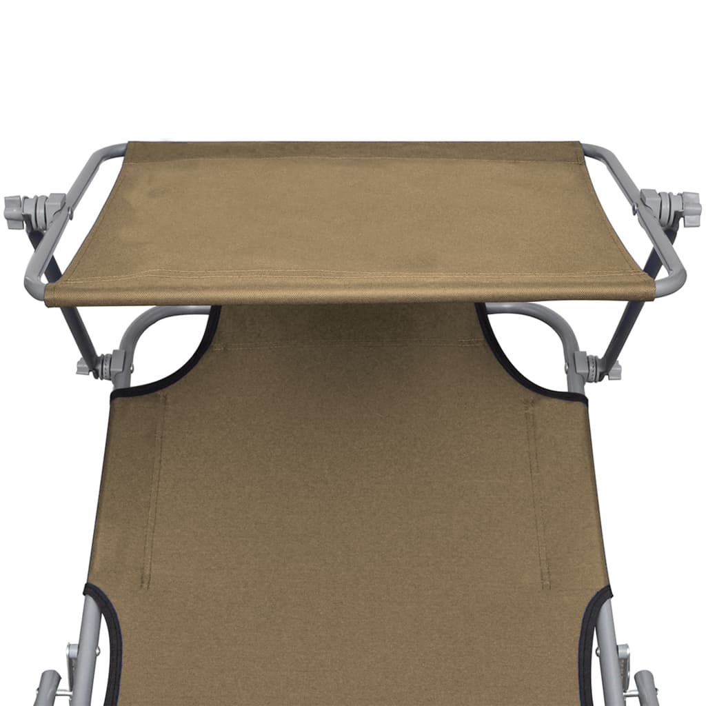 vidaXL Składany leżak z zadaszeniem, taupe, aluminium