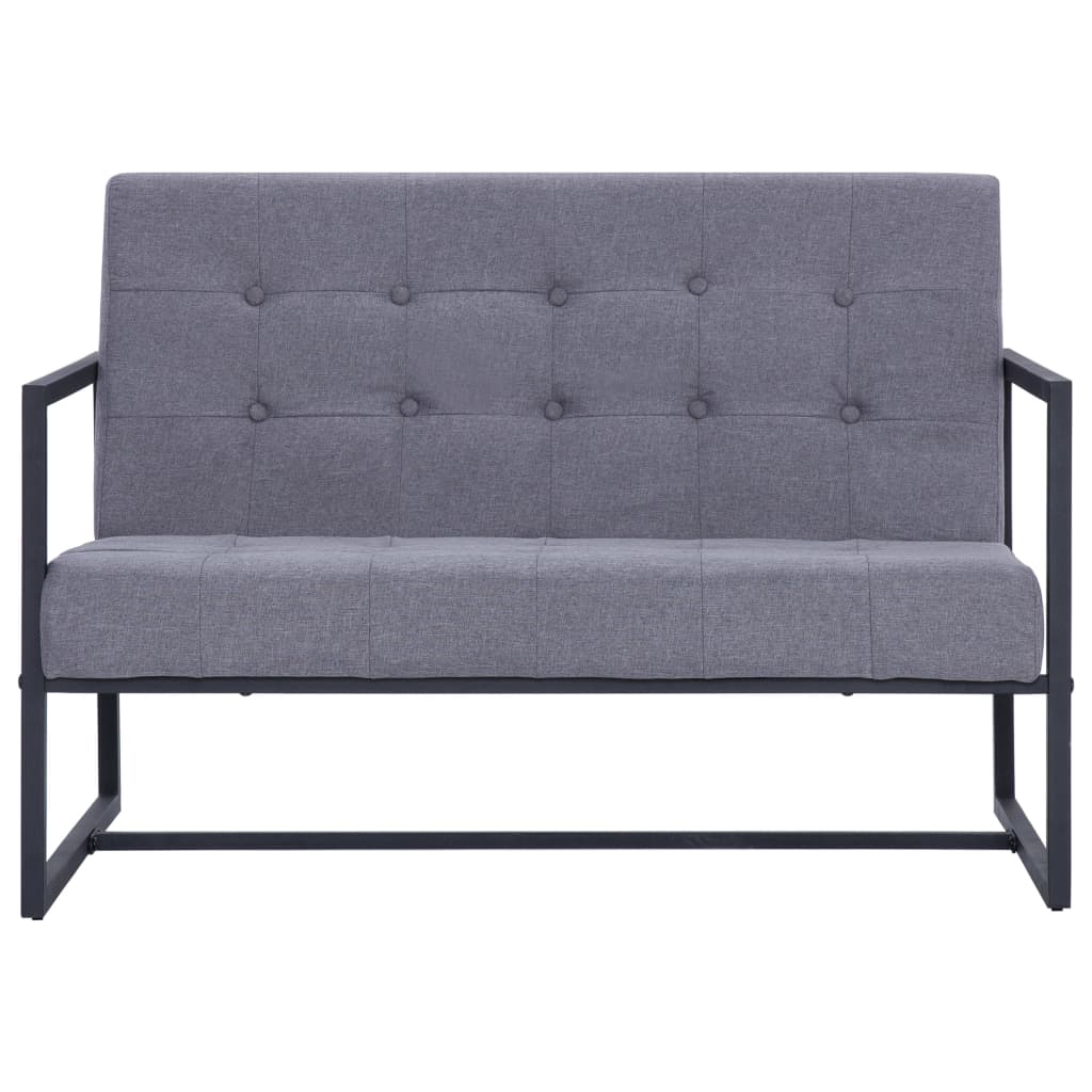 vidaXL 2-osobowa sofa z podłokietnikami, jasnoszara, stal i tkanina